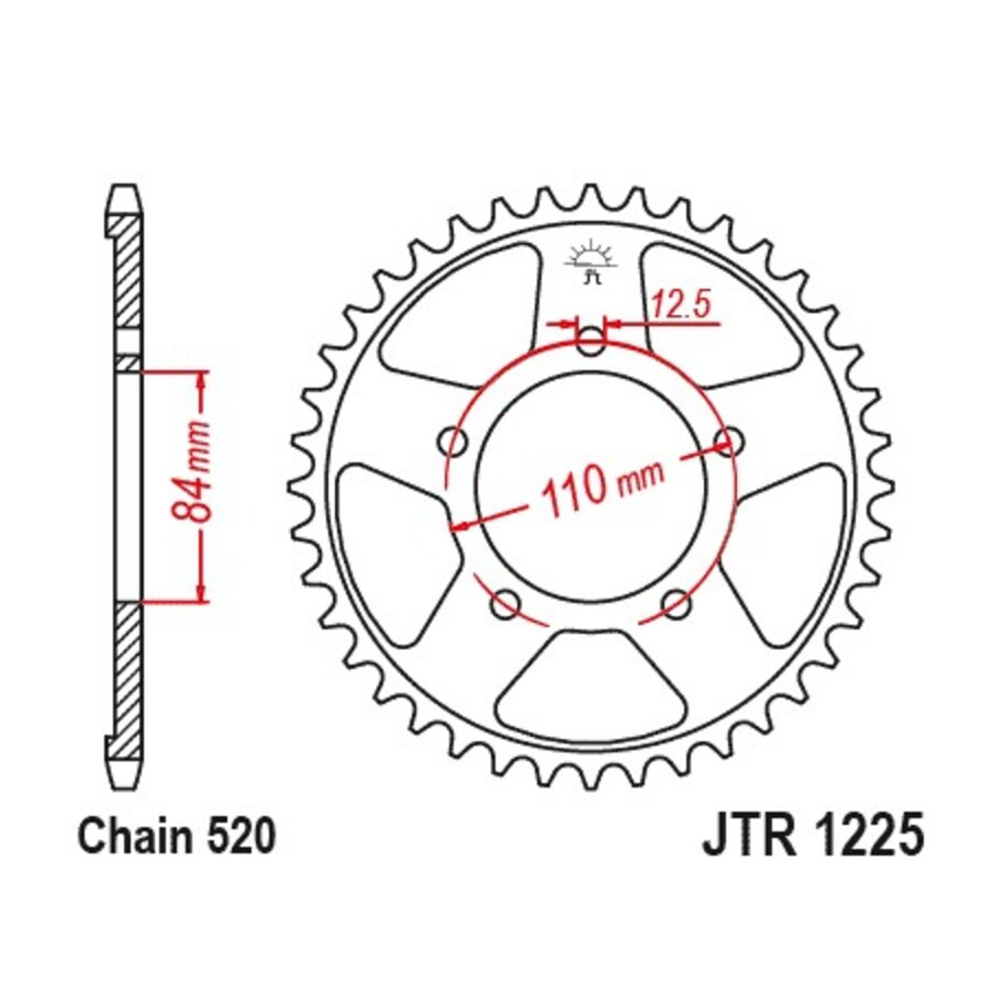 Couronne JT SPROCKETS acier standard 1225 - 520