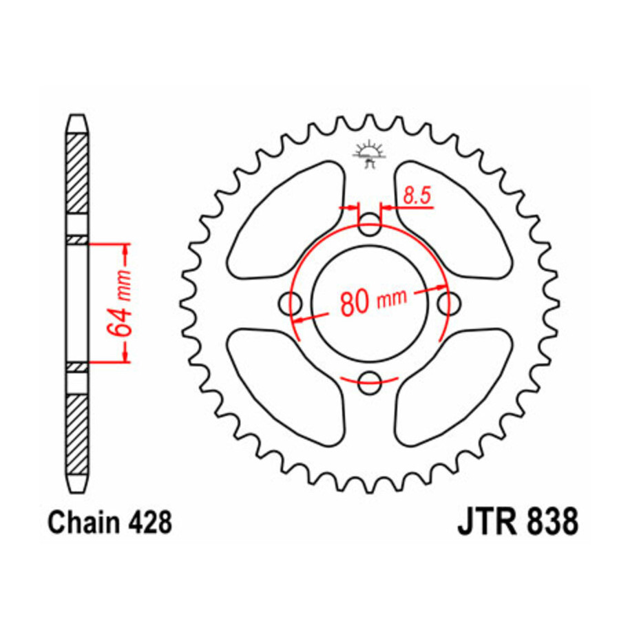 Couronne JT SPROCKETS acier standard 838 - 428