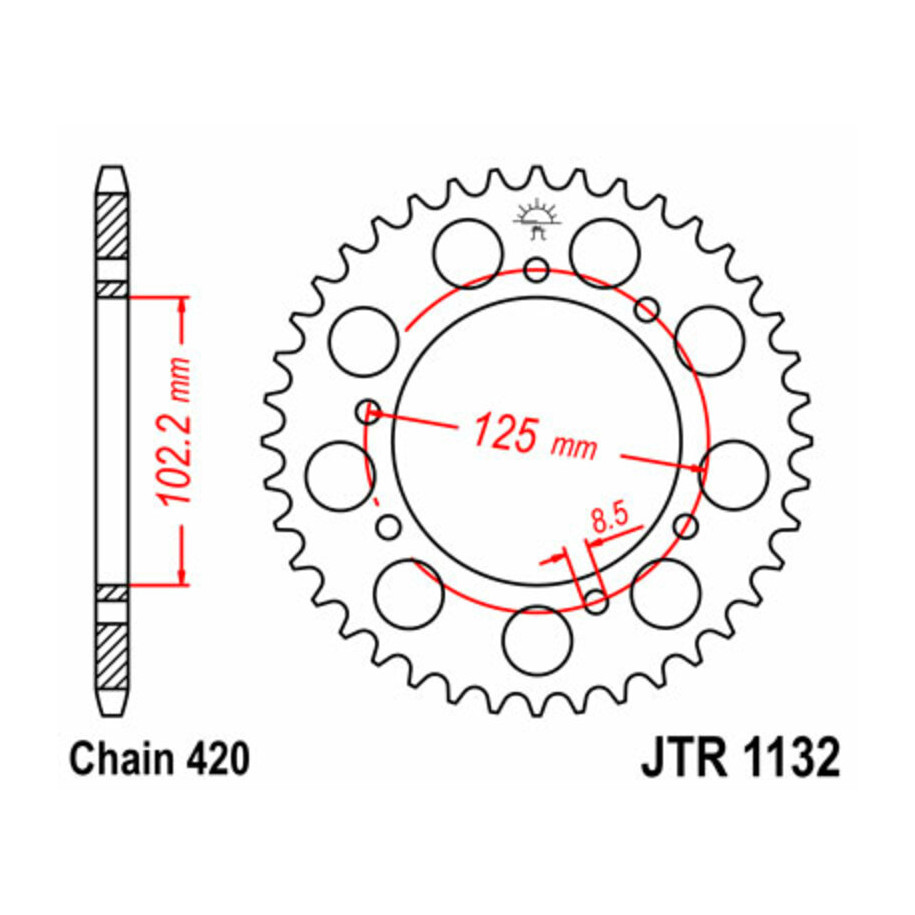 Couronne JT SPROCKETS acier standard 1132 - 420