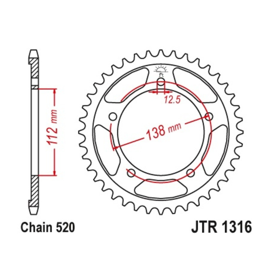 Couronne JT SPROCKETS acier standard 1316 - 520