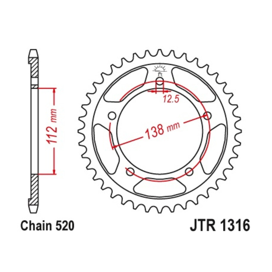 Couronne JT SPROCKETS acier standard 1316 - 520