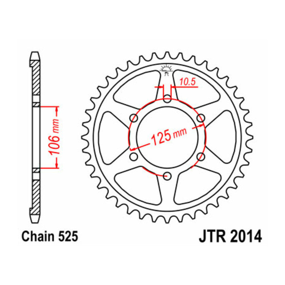 Couronne JT SPROCKETS acier standard 2014 - 525