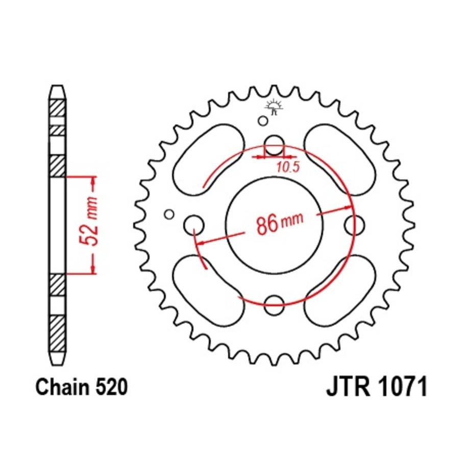 Couronne JT SPROCKETS acier standard 1071 - 520