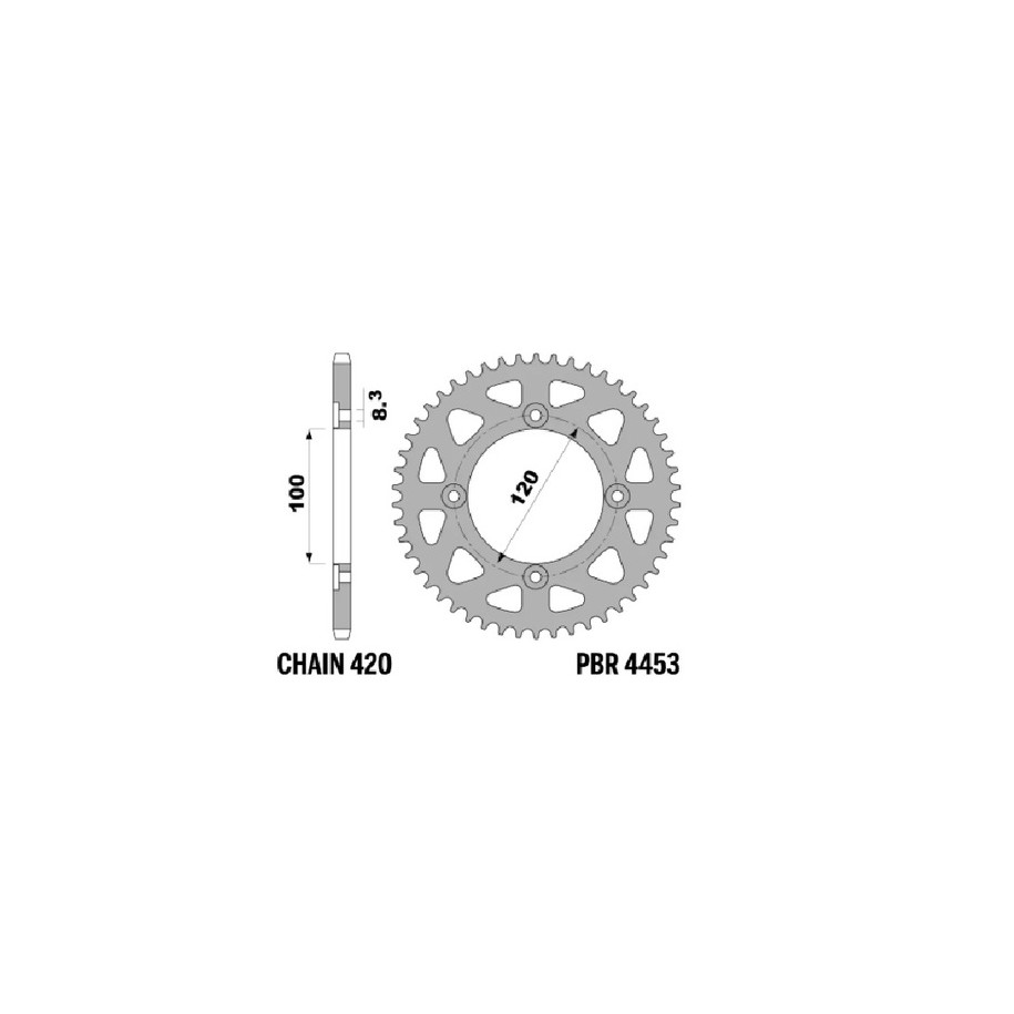 Couronne PBR Racing aluminium ultra-light 4453 - 420