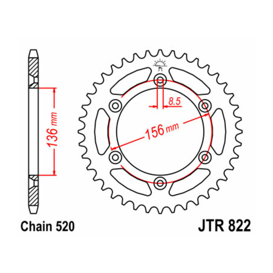 Couronne JT SPROCKETS acier standard 822 - 520