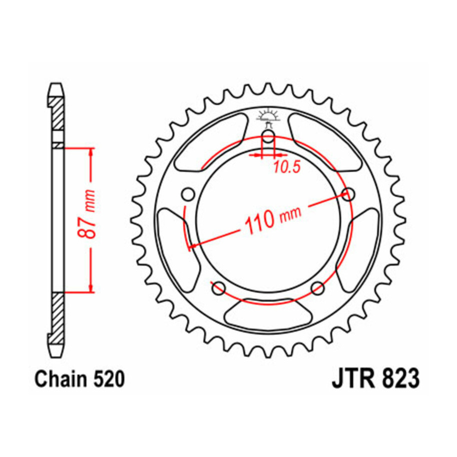 Couronne JT SPROCKETS acier standard 823 - 520