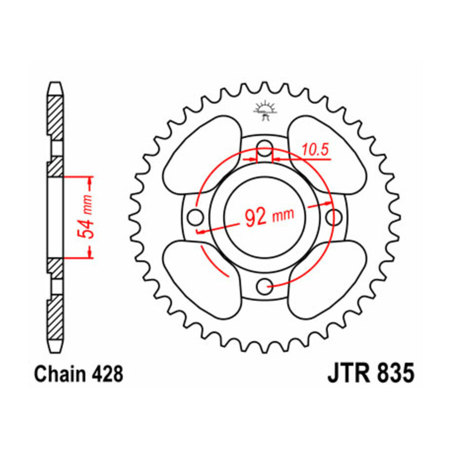 Couronne JT SPROCKETS acier standard 835 - 428
