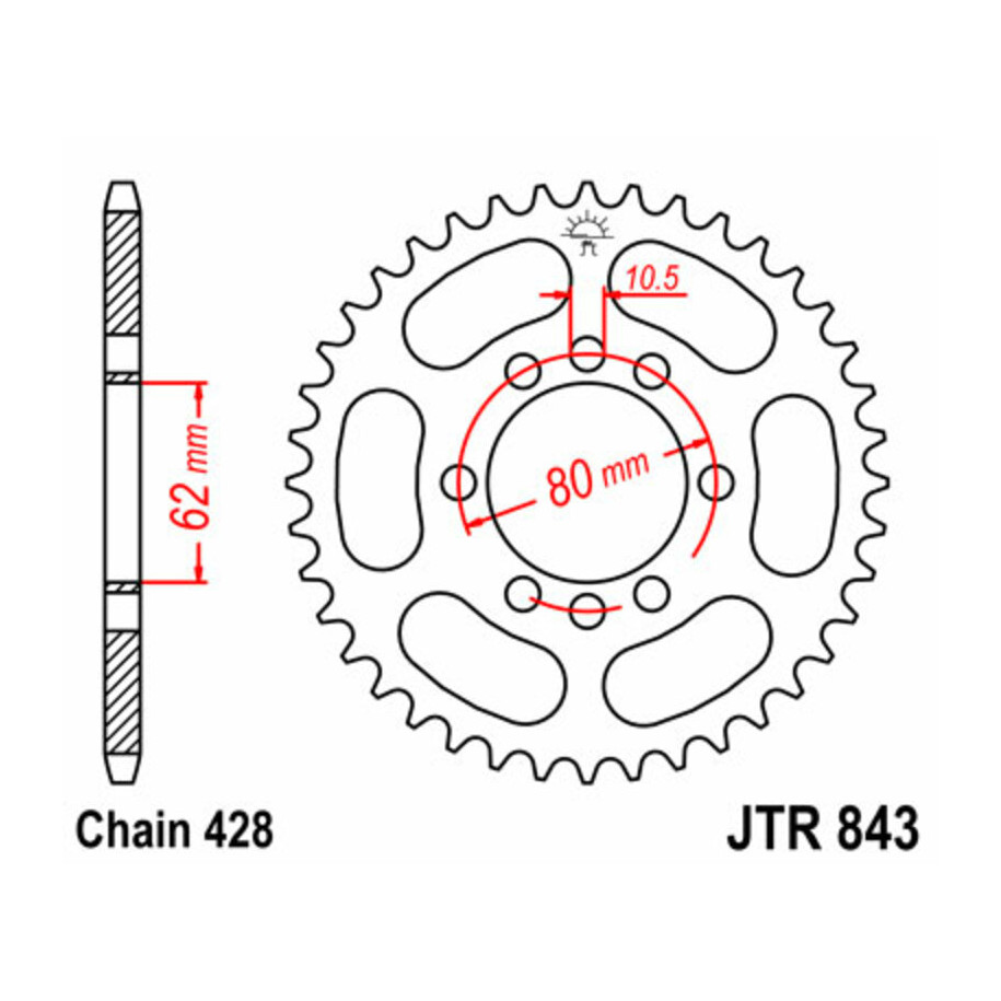 Couronne JT SPROCKETS acier standard 843 - 428