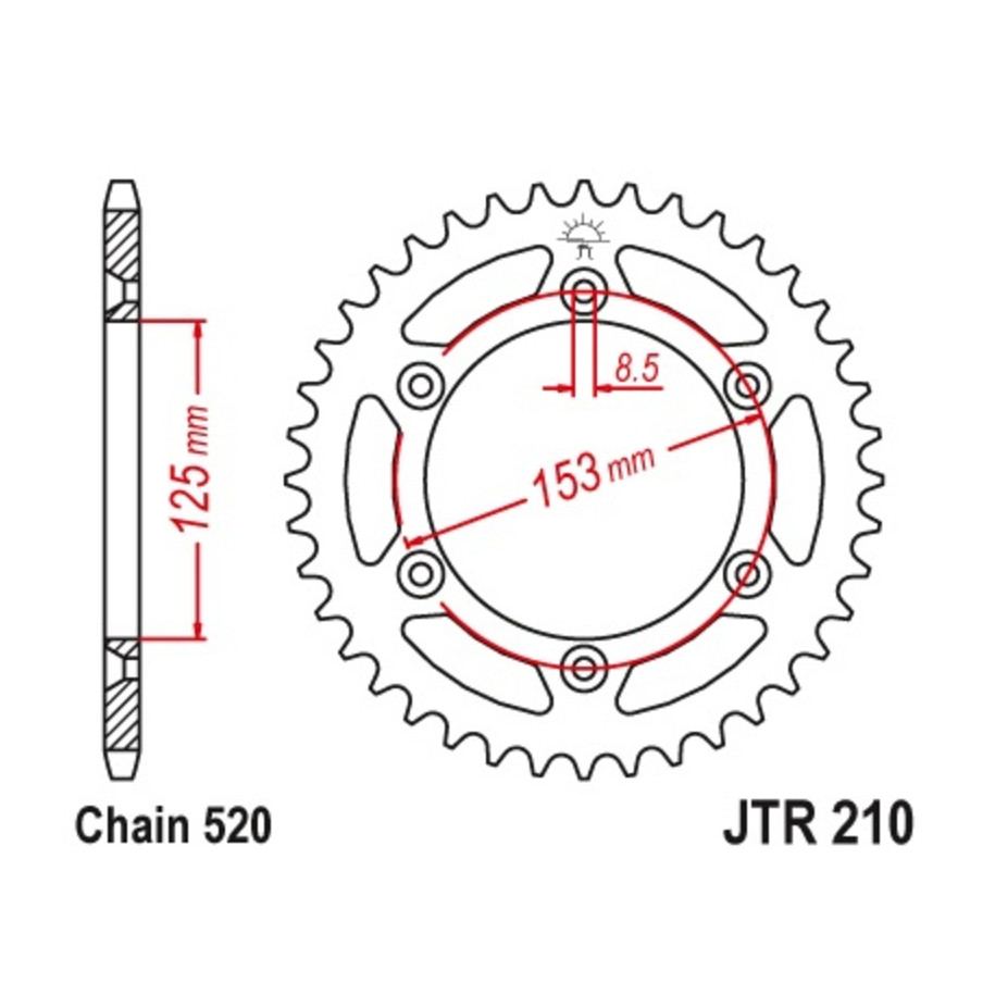 Couronne JT SPROCKETS acier standard 210 - 520