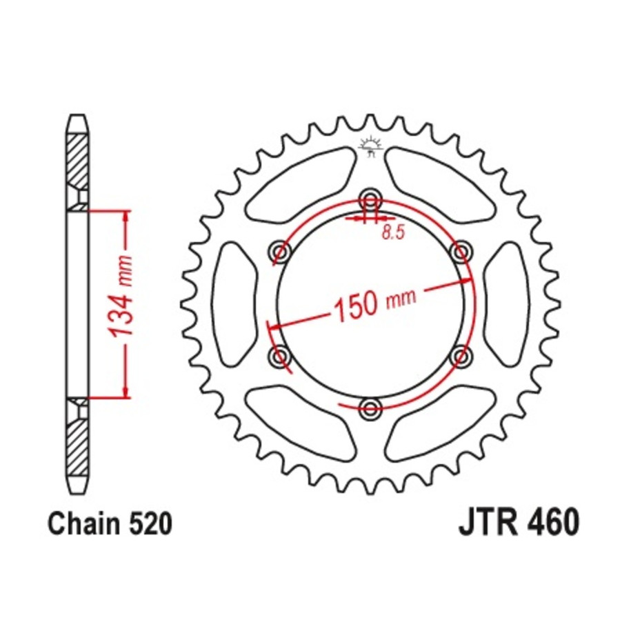 Couronne JT SPROCKETS acier anti-boue 460 - 520