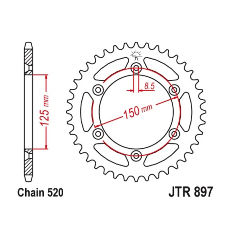 Couronne JT SPROCKETS acier standard 897 - 520