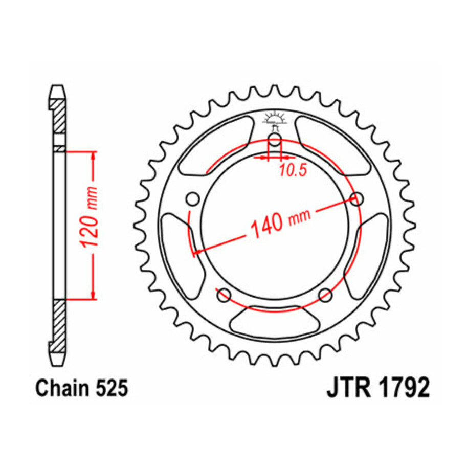 Couronne JT SPROCKETS acier standard 1792 - 525