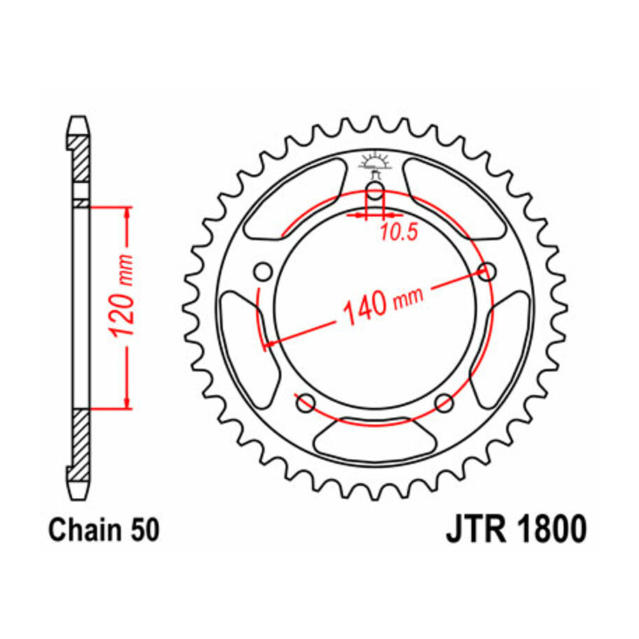 Couronne JT SPROCKETS acier standard 1800 - 530