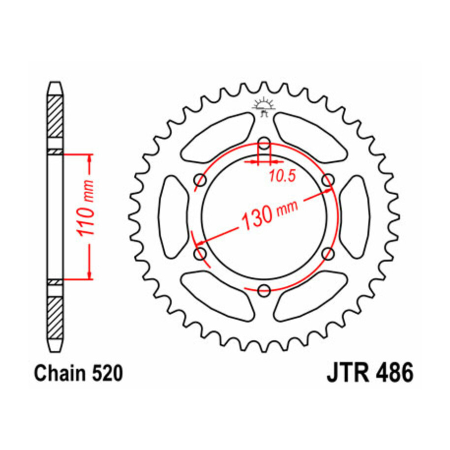 Couronne JT SPROCKETS acier standard 486 - 520