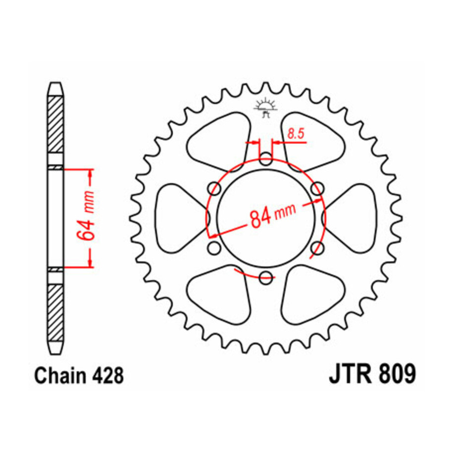 Couronne JT SPROCKETS acier standard 809 - 428