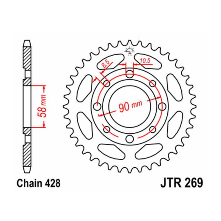 Couronne JT SPROCKETS acier standard 269 - 428