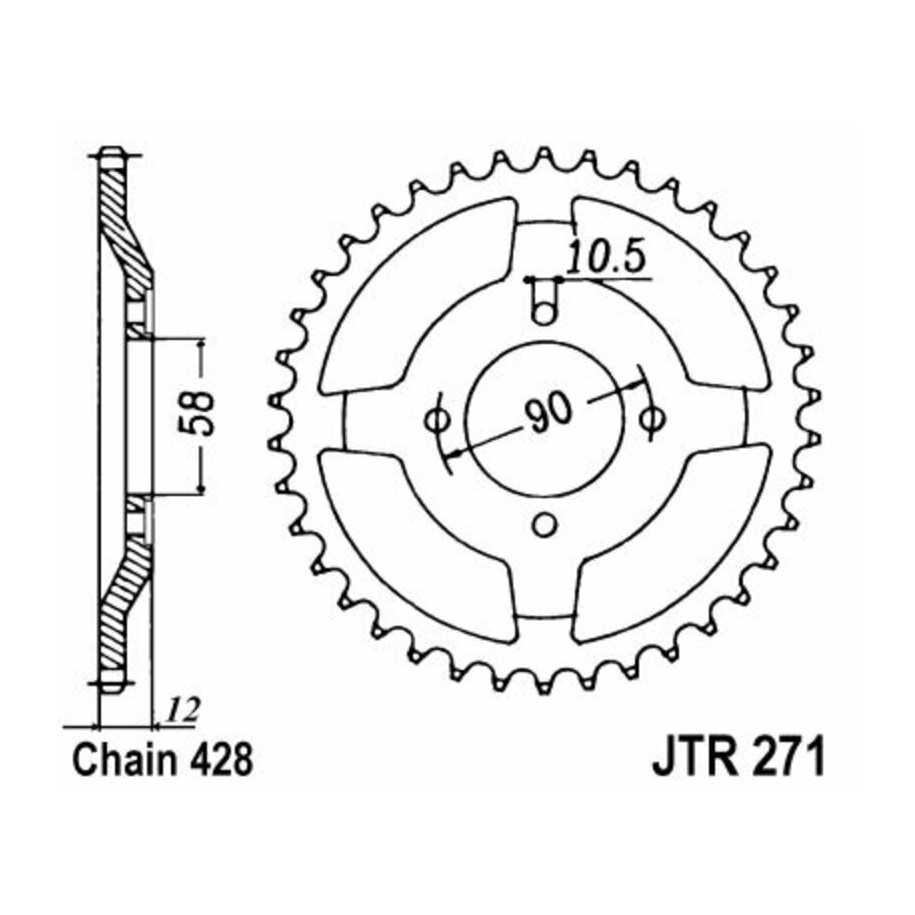 Couronne JT SPROCKETS acier standard 271 - 428