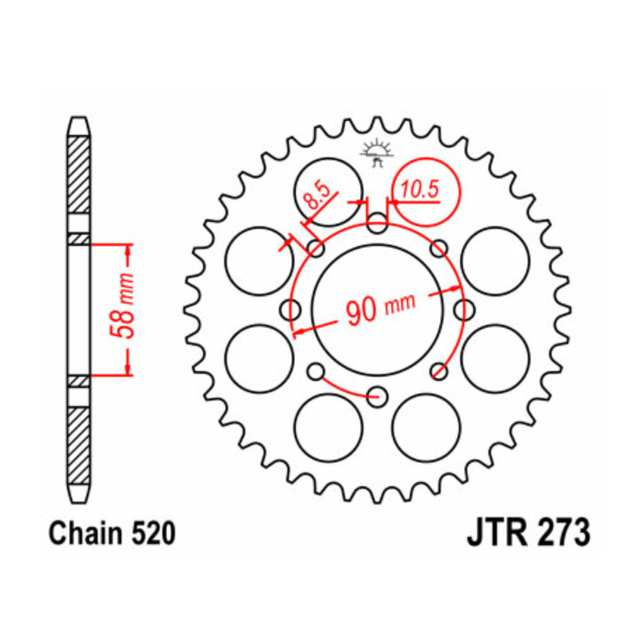 Couronne JT SPROCKETS acier standard 273 - 520