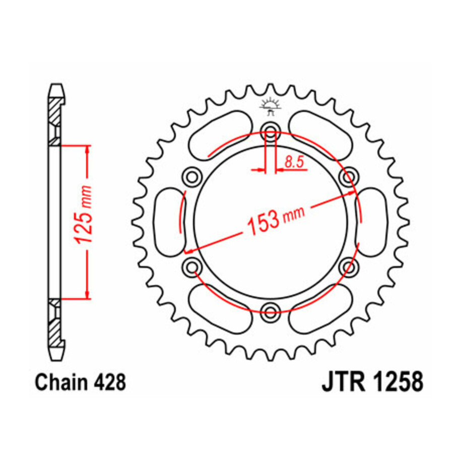 Couronne JT SPROCKETS acier standard 1258 - 428