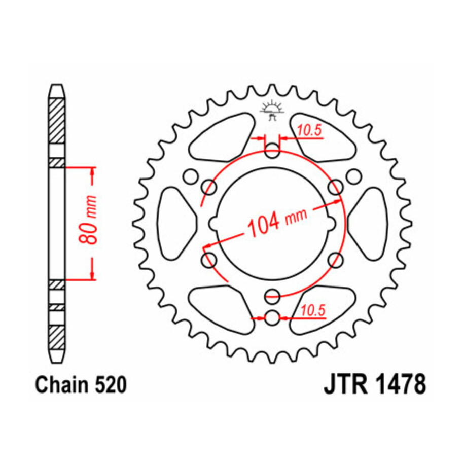 Couronne JT SPROCKETS acier standard 1478 - 520