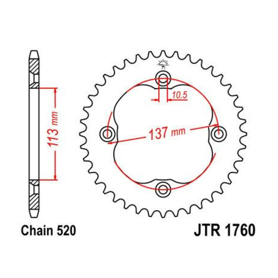 Couronne JT SPROCKETS acier standard 1760 - 520