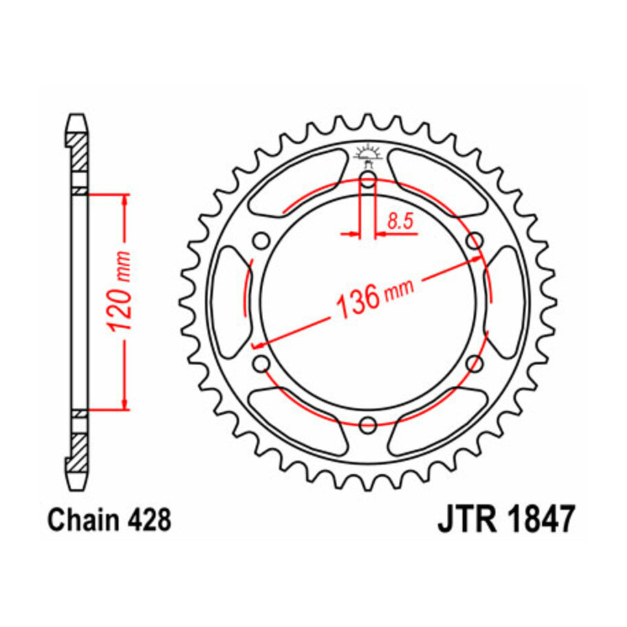 Couronne JT SPROCKETS acier standard 1847 - 428