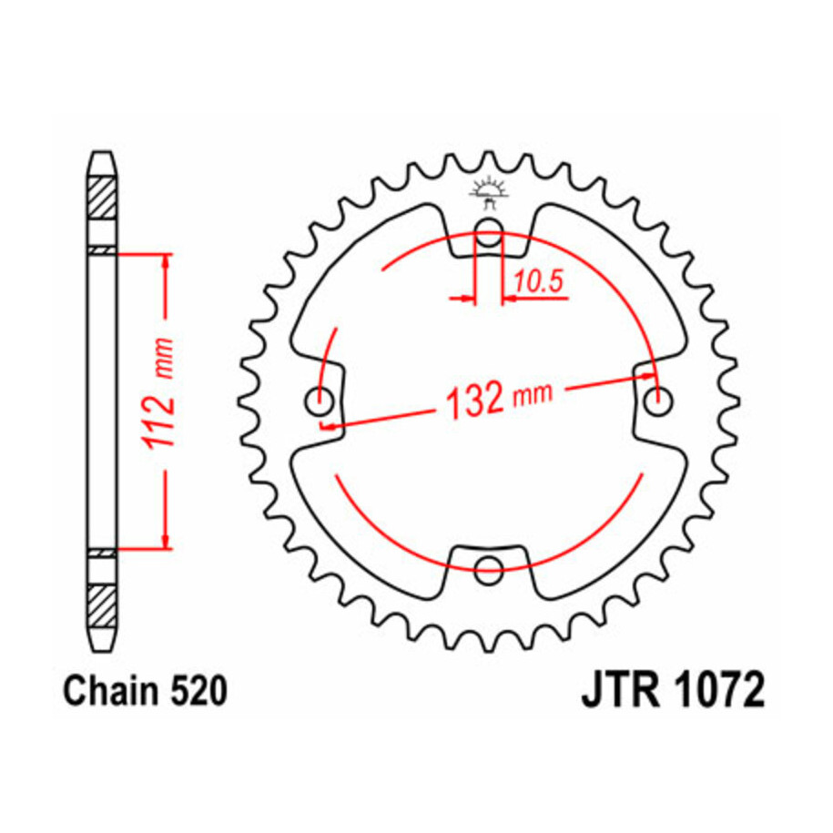 Couronne JT SPROCKETS acier standard 1072 - 520