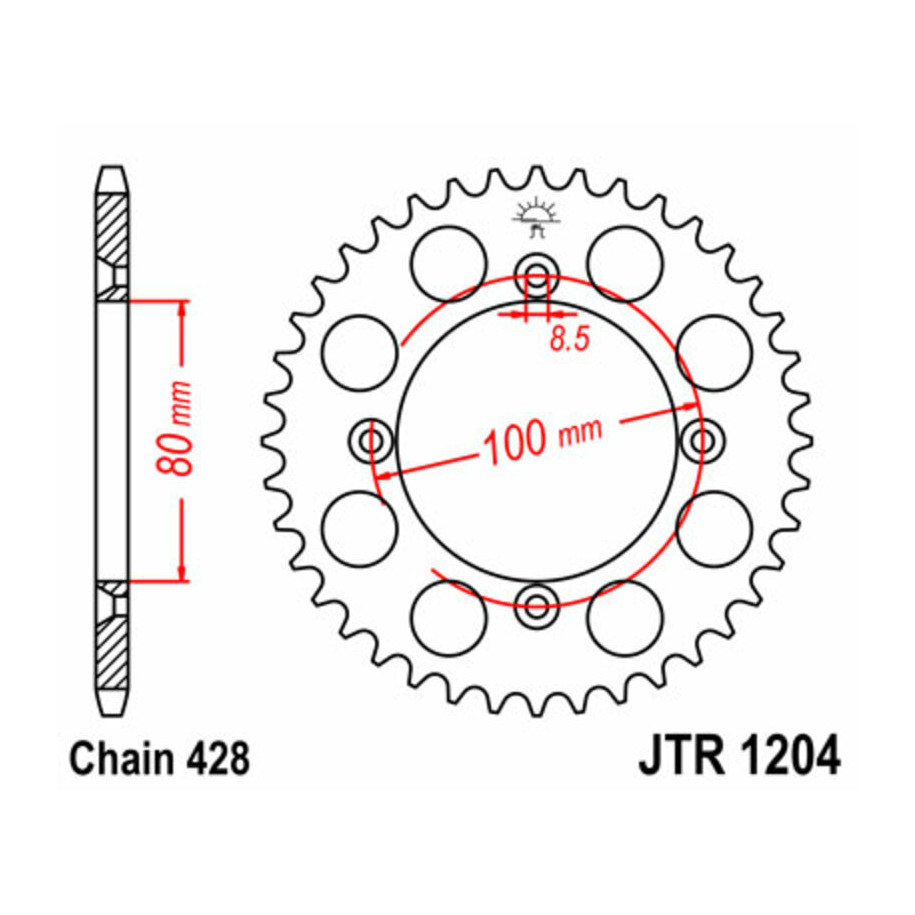 Couronne JT SPROCKETS acier standard 1204 - 428