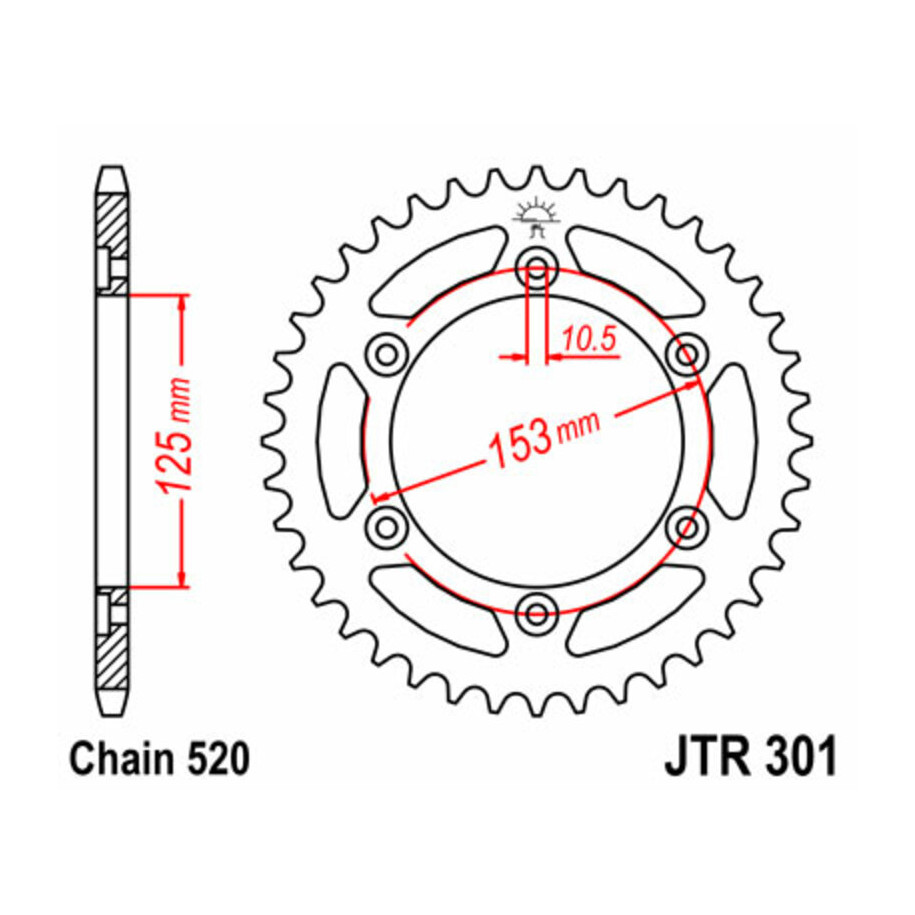 Couronne JT SPROCKETS acier standard 301 - 520