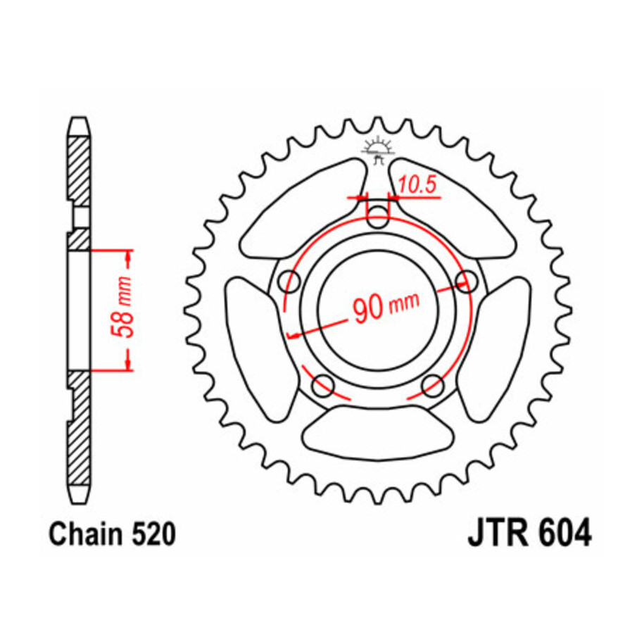 Couronne JT SPROCKETS acier standard 604 - 520