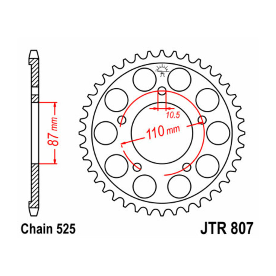 Couronne JT SPROCKETS acier standard 807 - 525