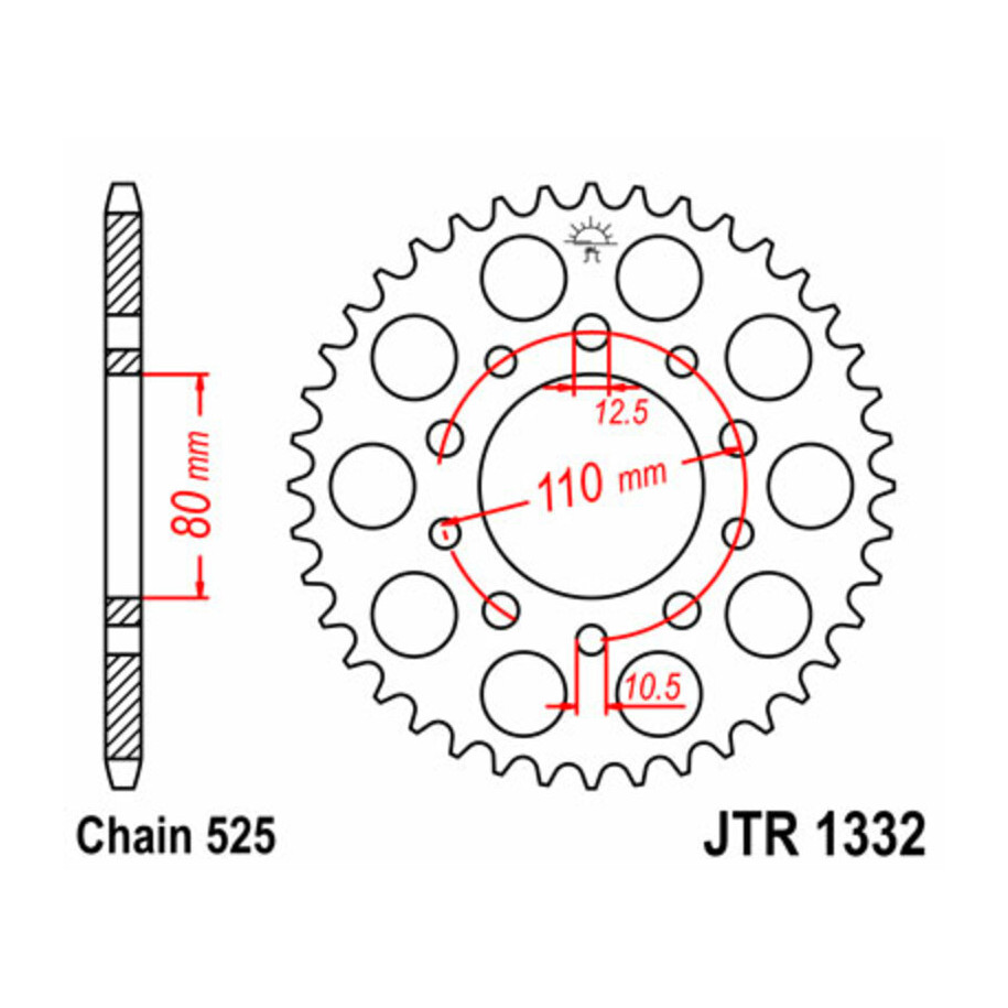Couronne JT SPROCKETS acier standard 1332 - 525