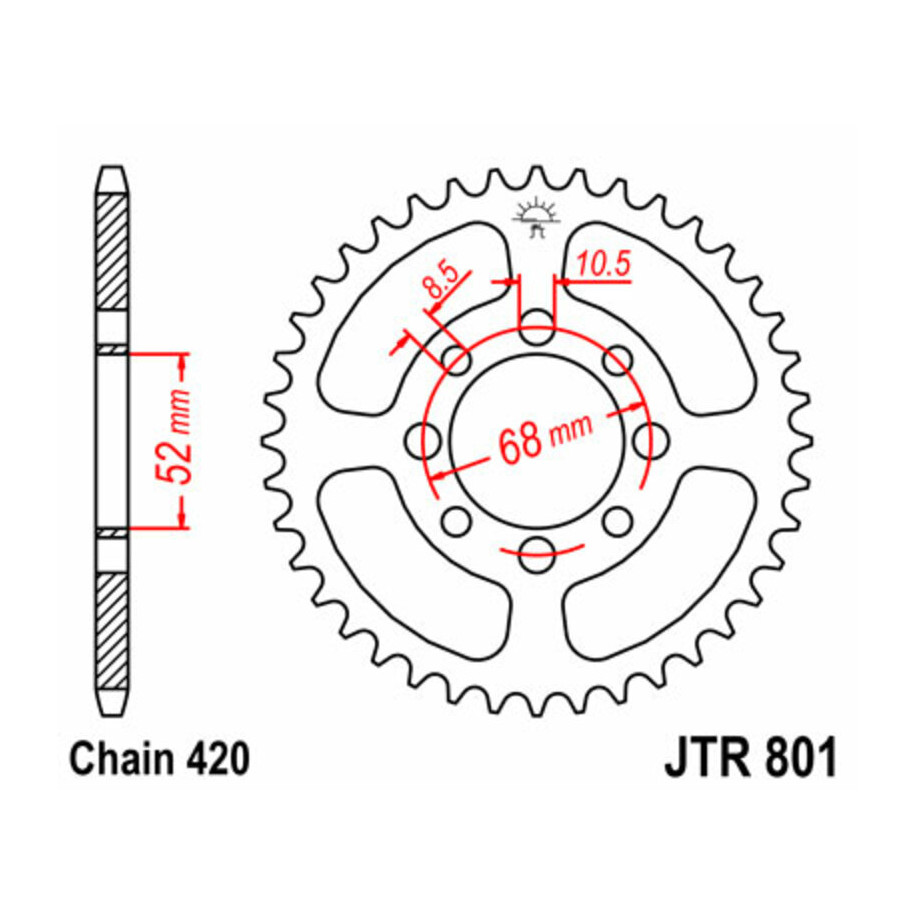 Couronne JT SPROCKETS acier standard 801 - 420