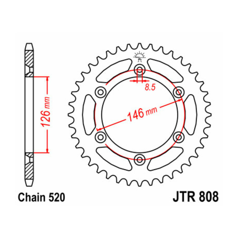 Couronne JT SPROCKETS acier standard 808 - 520