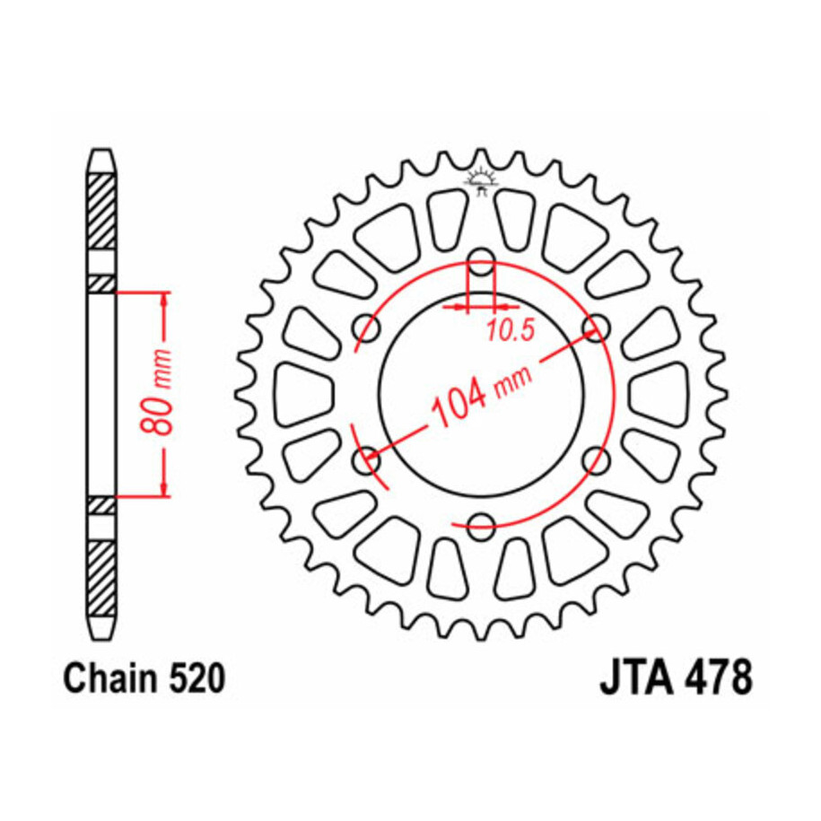 Couronne JT SPROCKETS aluminium Ultra-Light 478 - 520