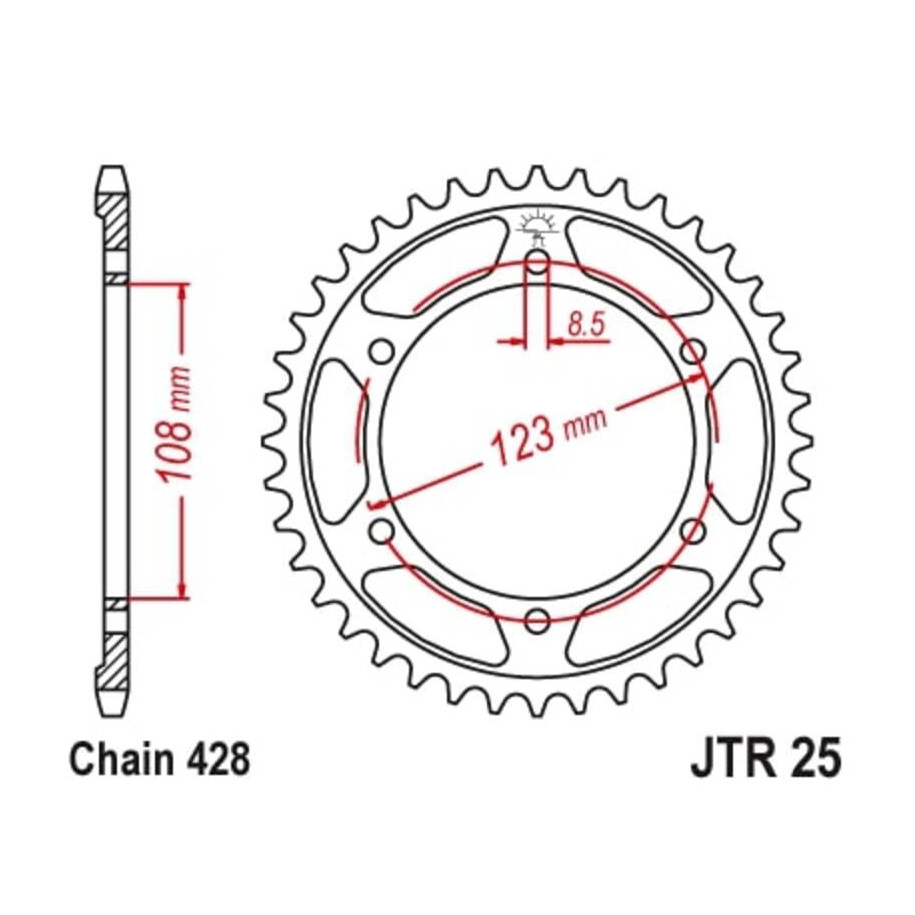 Couronne JT SPROCKETS acier standard 25 - 428