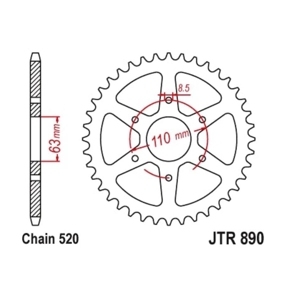 Couronne JT SPROCKETS acier standard 890 - 520