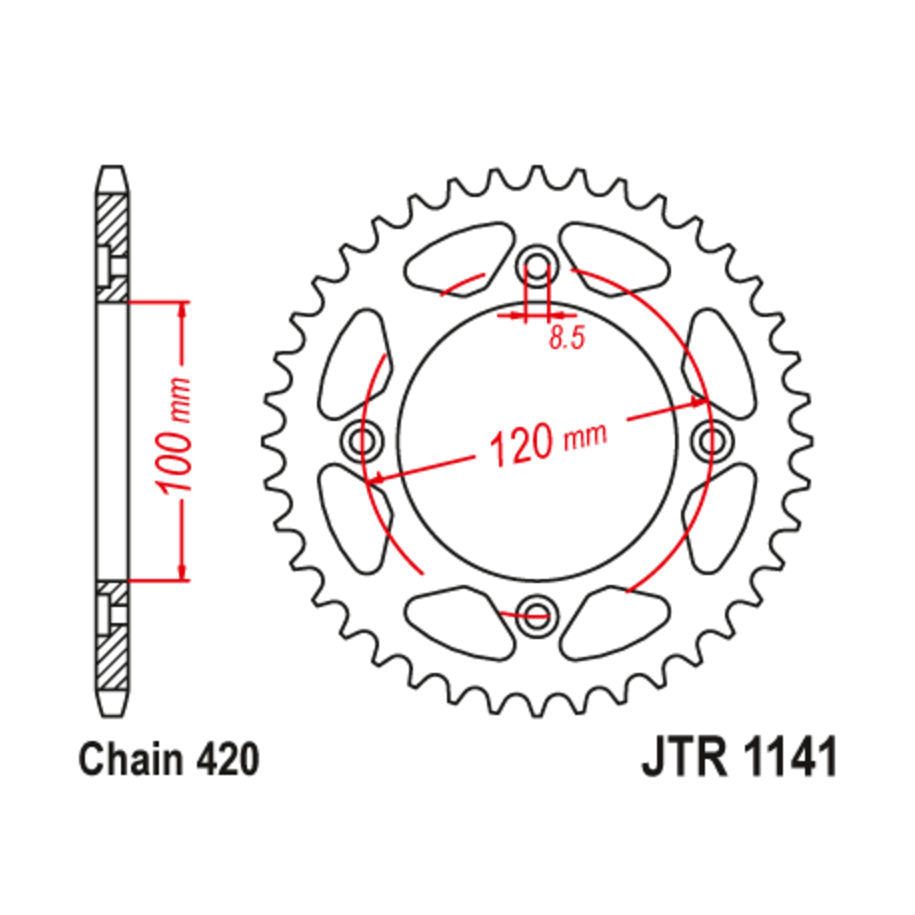 Couronne JT SPROCKETS acier standard 1141 - 420