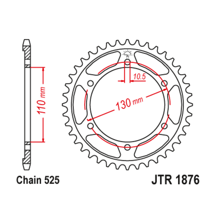 Couronne JT SPROCKETS acier standard 1876 - 525