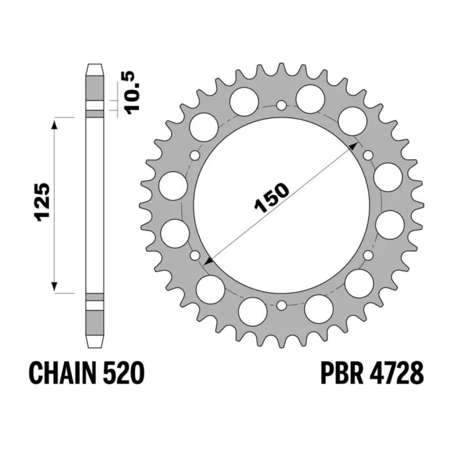 Couronne PBR acier C45 standard 4728 - 520