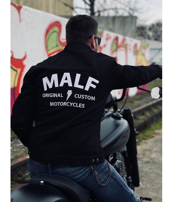 Veste jean moto noire MALF