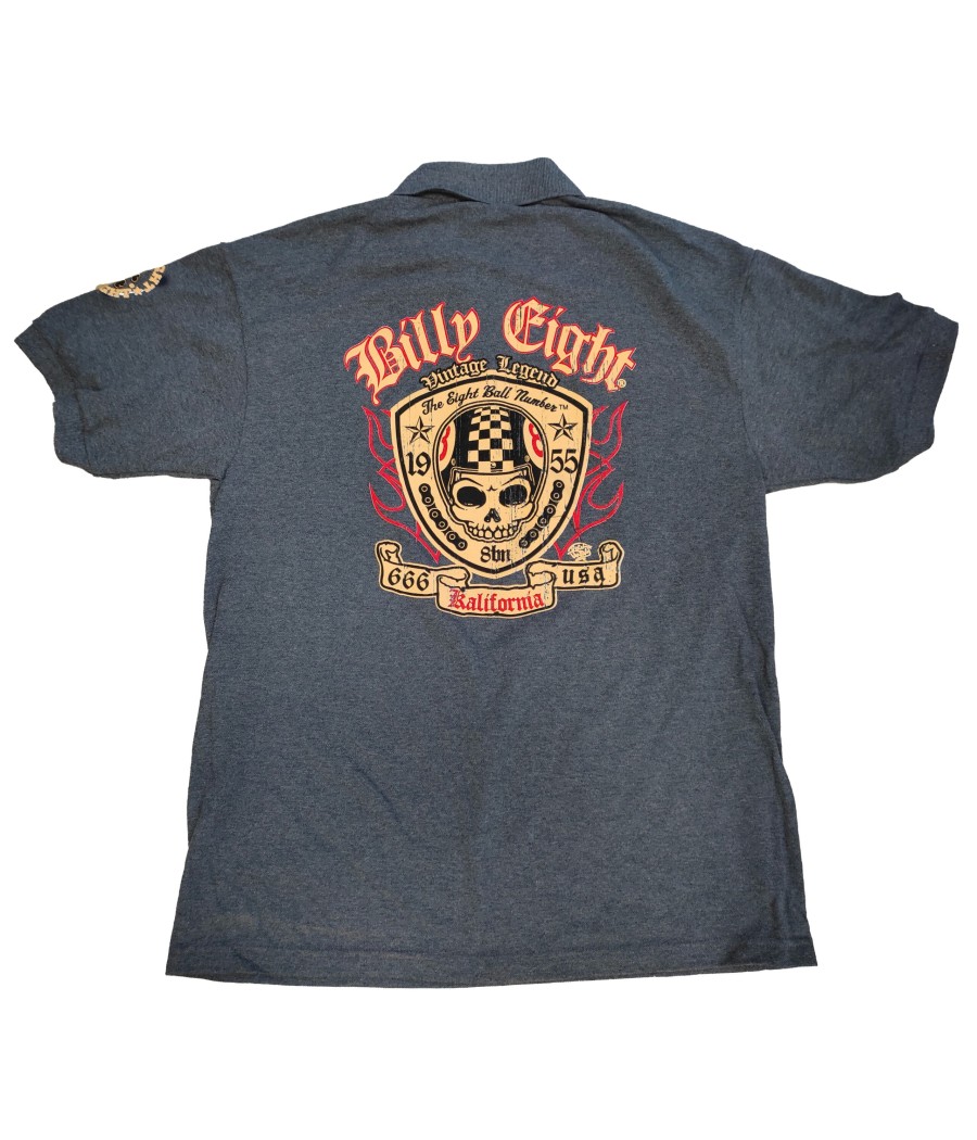 Polo gris bleu Billy Eight Kalifornia 666