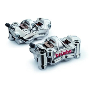 Paire étriers BREMBO UPGRADE GP4RX (usinés CNC nickelé) - 108mm (avec plaquettes)
