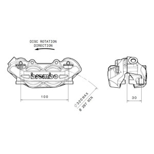 Étrier de frein avant gauche BREMBO P4 noir Ø32 mm