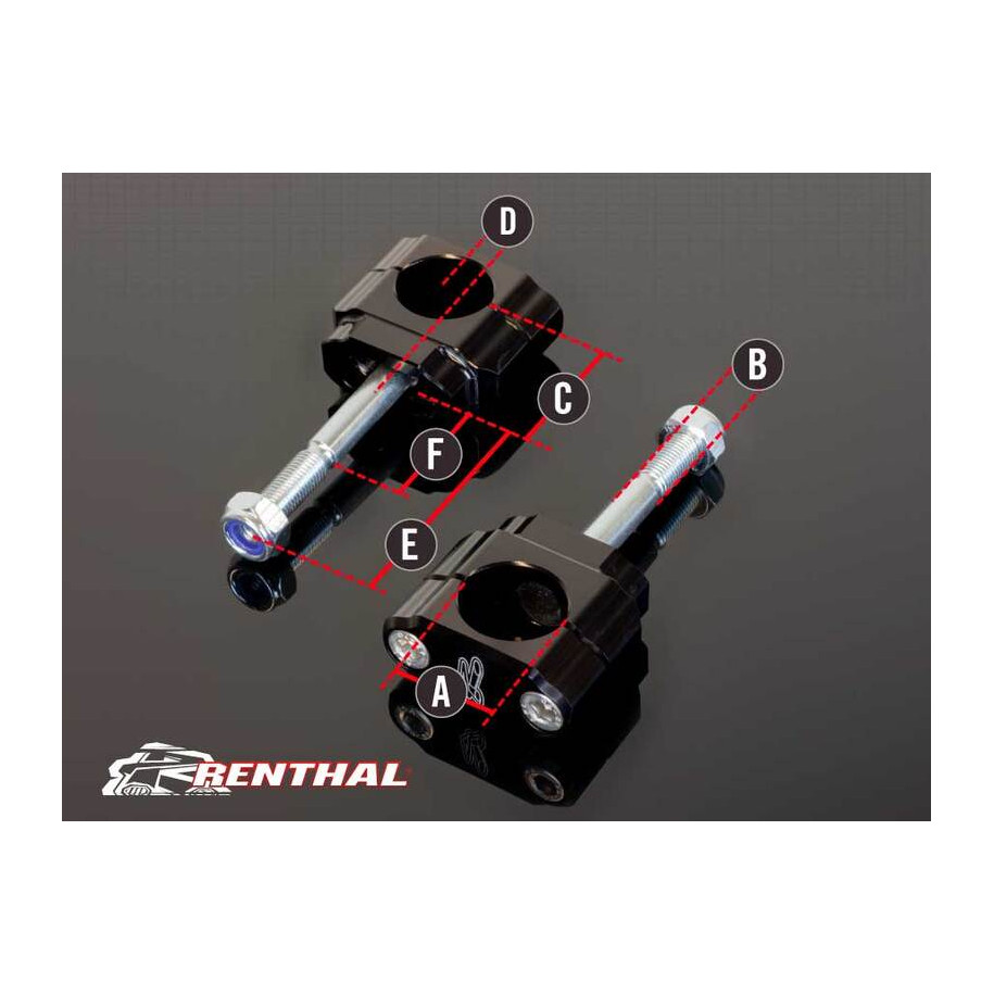Pontets de guidon RENTHAL 36Tech Ø36mm Offset +5mm Fatbar®36