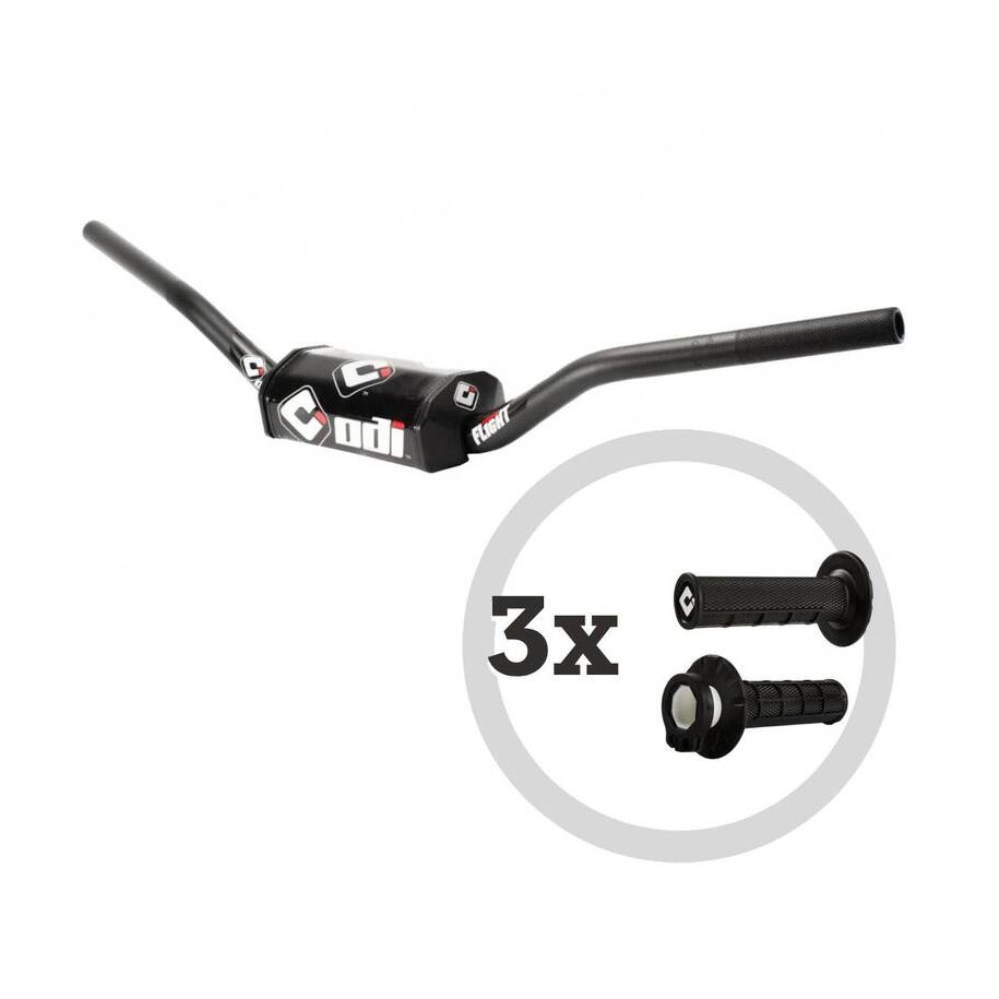 Kit guidon ODI Podium Flight MX + 3 paires de revêtements MX V2 Lock-On semi-gaufrés