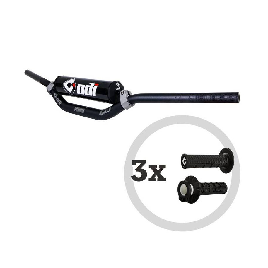 Kit guidon ODI CFT Podium MX + 3 paires de revêtements MX V2 Lock-On semi-gaufrés