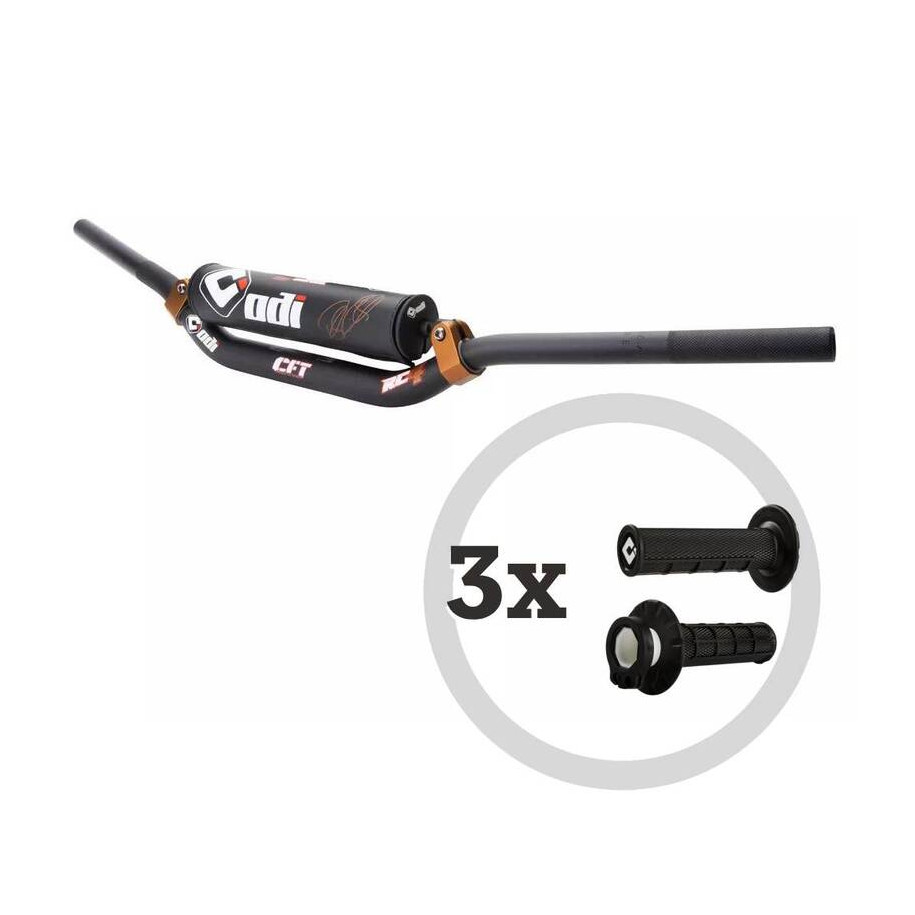 Kit guidon ODI CFT Podium MX + 3 paires de revêtements MX V2 Lock-On semi-gaufrés
