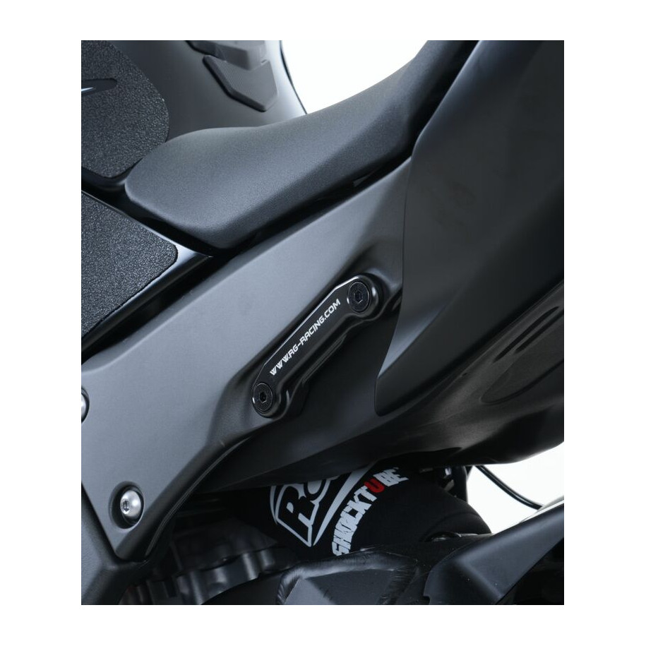Cache-orifice R&G RACING pour repose-pied arrière-gauche alu noir Kawasaki ZX-10R