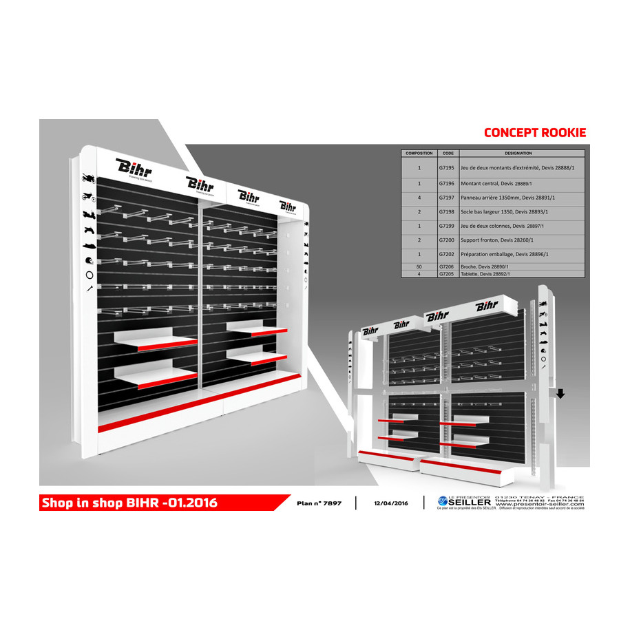 Concept shop-in-shop corner BIHR - Tablette supplémentaire